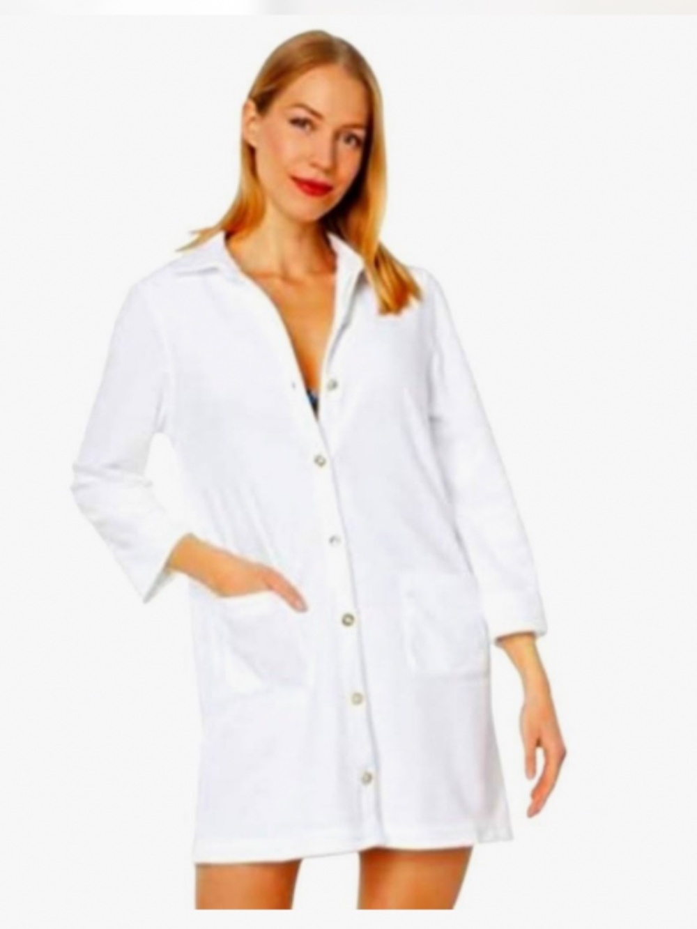 Lilly Pulitzer Natalie Terry Swim Cover-Up Dress White Size Large
